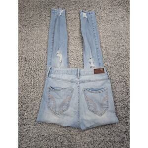 Hollister Jeans Womens 3 Blue Curvy High Rise Super Skinny Denim Distressed